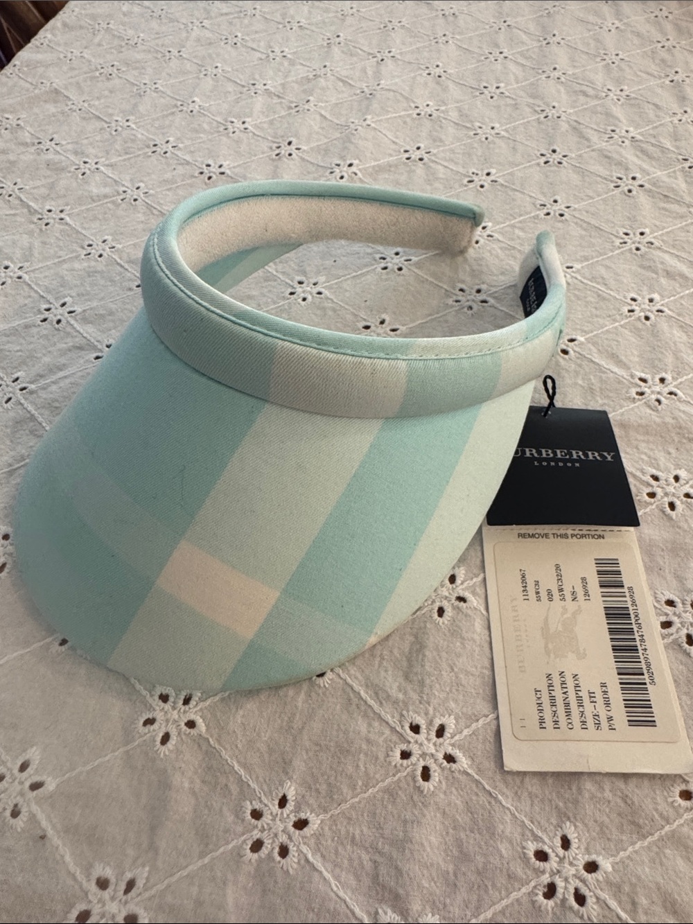 Burberry Mint and Cream Check Visor